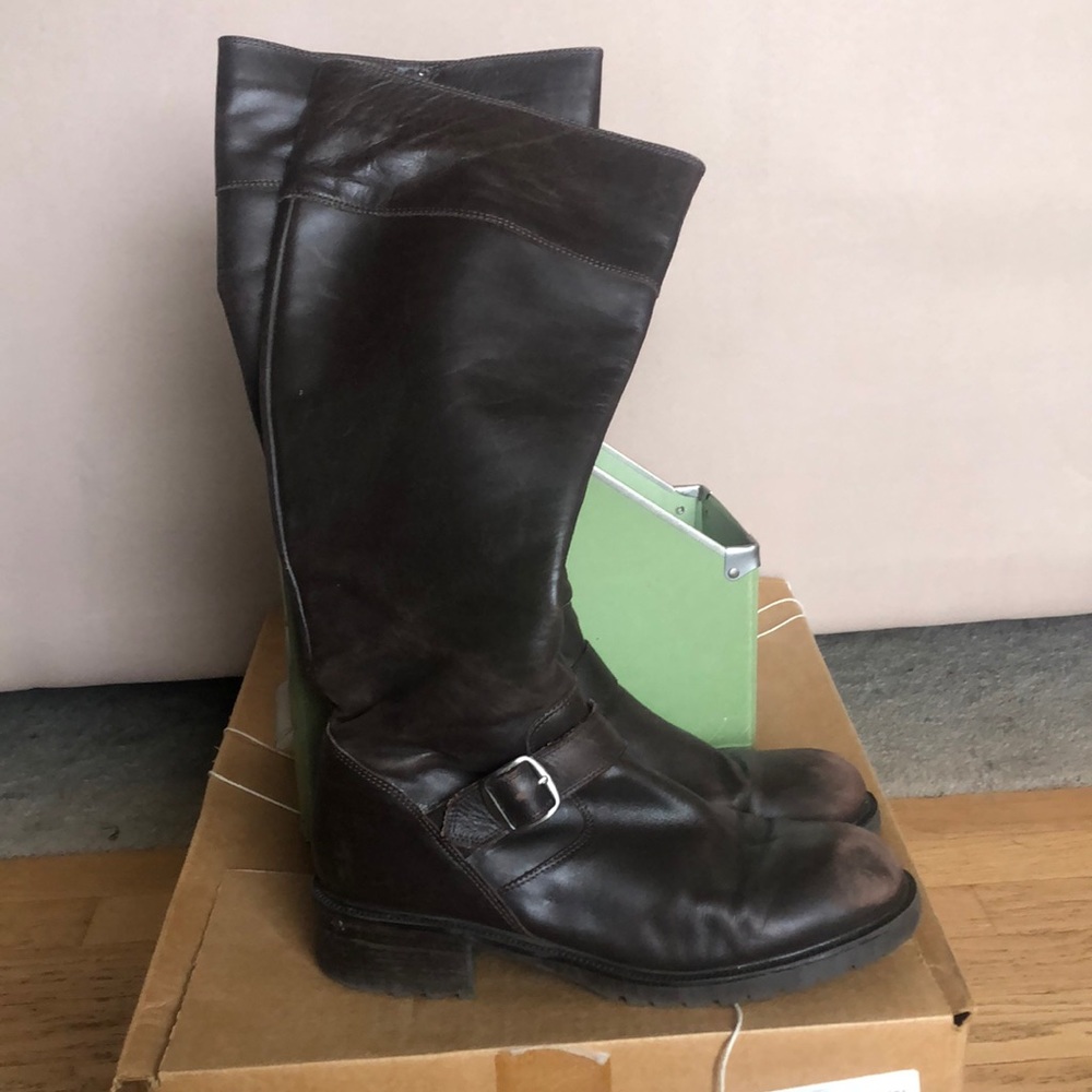 Jcrew riding/touring boots. Distressed brown leather. Sz 10